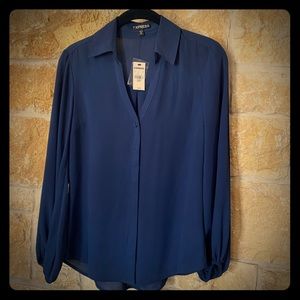 Express Navy v neck blouse